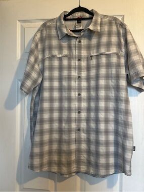 The North Face Gray Plaid Short-Sleeve Button-Down Shirt